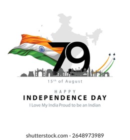 15th august happy independence day India 78 years logo greetings. abstract vector illustration design.