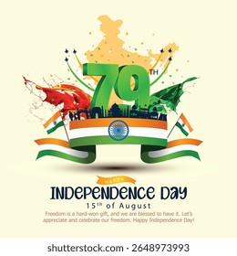 15th august happy independence day India 78 years logo greetings. abstract vector illustration design.