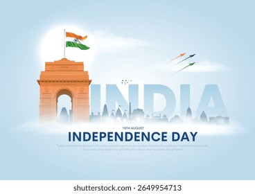 15th of August, Happy independence day of India. Creative vector illustration design.