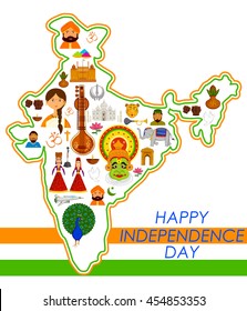 15th August, Happy Independence Day of India in vector background