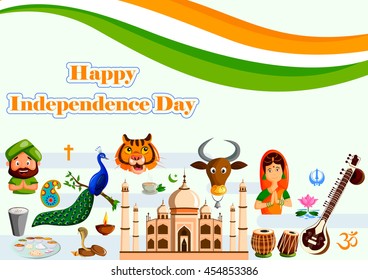 15th August, Happy Independence Day of India in vector background