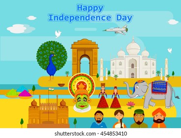 15th August, Happy Independence Day of India in vector background