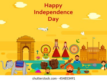 15th August, Happy Independence Day of India in vector background