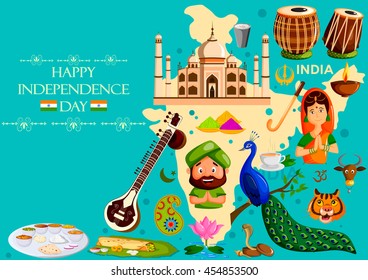 15th August, Happy Independence Day of India in vector background