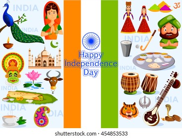 15th August, Happy Independence Day of India in vector background