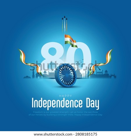 15th august happy independence day democratic India 80th with Indian flag. abstract vector illustration design