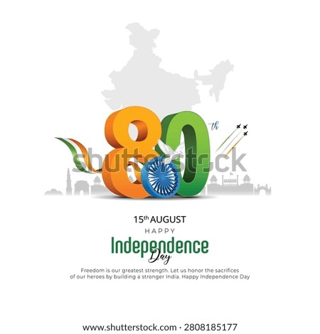 15th august happy independence day democratic India 80th with Indian flag. abstract vector illustration design
