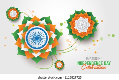 15th August  Independence Day Celebration Background Template Design Vector Illustration