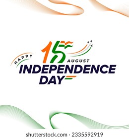 15th August Independence Day Celebration of India Typographic design vector illustration