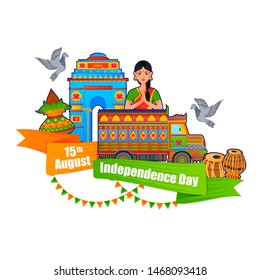 15th August Independence Day of India tricolor background in vector