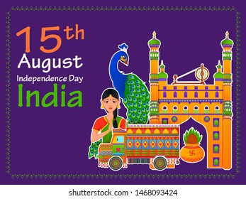 15th August Independence Day of India tricolor background in vector