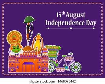 15th August Independence Day of India tricolor background in vector