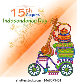 15th August Independence Day of India tricolor background in vector
