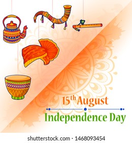 15th August Independence Day of India tricolor background in vector