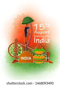 15th August Independence Day of India tricolor background in vector