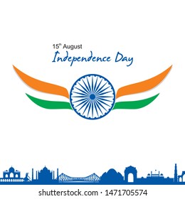 15th of August. Independence day. India-Vector