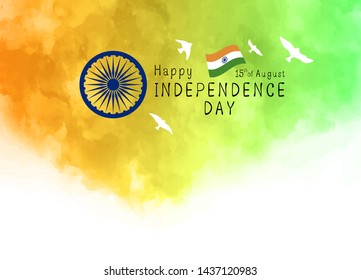 15th of August India Independence day design of watercolor texture on white background vector illustration