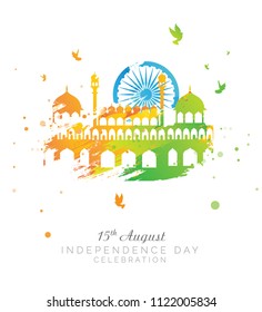 15th August Indian Independence Day Background with Abstract Tri Color