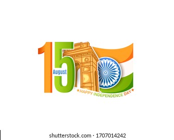 15th August Indian Independence Day Background with indian monuments, Tri Color