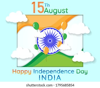 15th August Indian Independence Day paper cut vector illustration background for greeting card and poster.Happy Independence Day