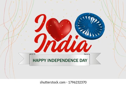 15th August Indian independence day with heart touching background. vector illustration.