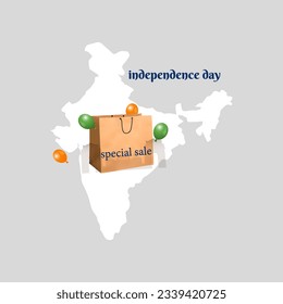 15th August Indian Independence Day Big Sale Banner Design with 50% Discount Tag
