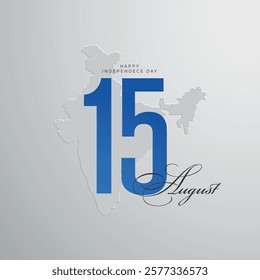 15th August Indian Independence Day banner design with Indian map. vector illustration.