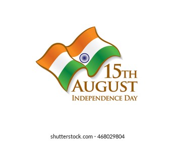 15th August, Indian Independence Day, Vector typographic emblems, logo or badge, Vector illustration