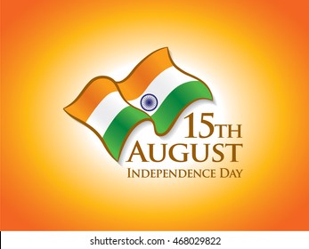 15th August, Indian Independence Day, Vector typographic emblems with Background, logo or badge, Vector illustration