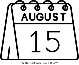 15th of August Line vector Icon Design