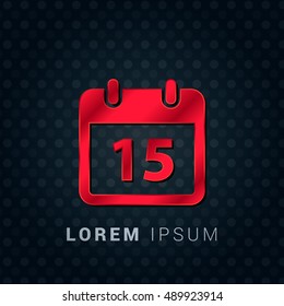 15th Calendar Red chromium precious metallic 3D Icon / Logo Design