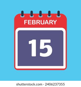 15th February calendar icon. Calendar template for the days of February. vector illustrator.