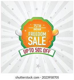 15th Freedom Sale on Independence Day of India, Logo Design, RayTemplate, Banner, , Icon, Poster, Unit, Label, Web Header, Mnemonic with Celebration Yellow Rays Background - Vector, Sale Logo, Sign.