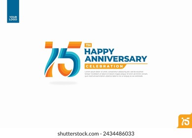 15th happy anniversary celebration with orange and turquoise gradations on white background.