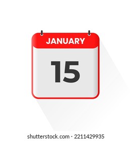 15th January calendar icon. January 15 calendar Date Month icon vector illustrator