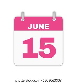 15th June calendar leaf. June 15 calendar icon calendar page vector illustration