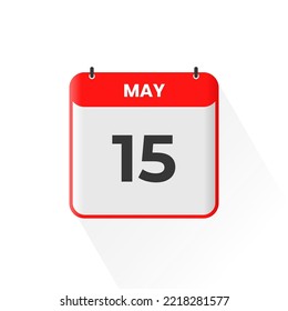 15th May calendar icon. May 15 calendar Date Month icon vector illustrator