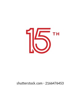 15th number of fifteen modern minimal logo icon sign symbol vector illustration isolated object on background