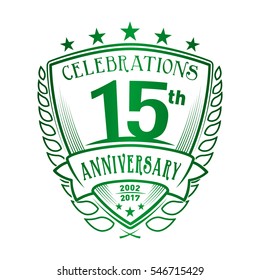 15th Shield Anniversary logo. Vector and illustration. 15 years logo.