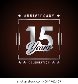 15th Silver anniversary logo, laurel wreath isolated on brown background, vector design