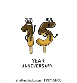 15th year anniversary celebration vector template design illustration