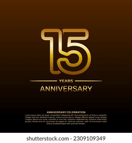 15th year anniversary design template in gold color. vector template illustration