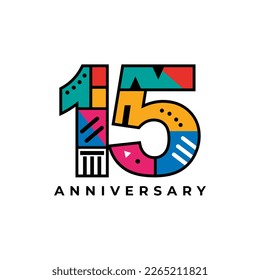 15th year celebrating anniversary vector logo design