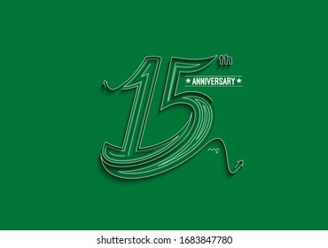 15th Years Anniversary Celebration Typography Vector Design.
