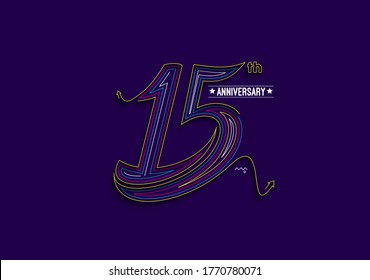 15th Years Anniversary Celebration Typography Vector Design.