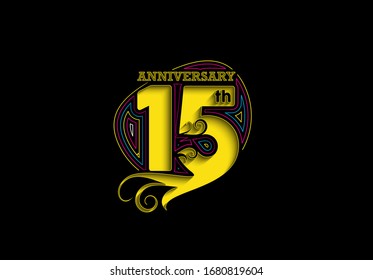 15th Years Anniversary Celebration Vector Design.
