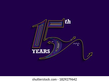 15th Years Anniversary Celebration Vector Design.