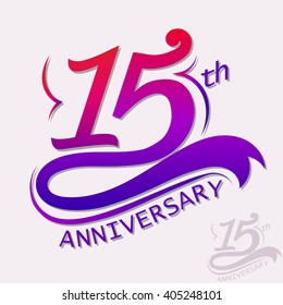 15th Years Anniversary Design. 15 year number Template celebration sign. 15 decorative advertisement design, Vector 15 Anniversary congratulation badge. Anniversary art picture