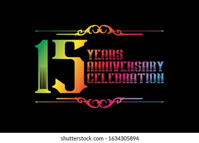 15th years anniversary logo template, Vector design birthday celebration