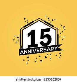 15th years anniversary logo, vector design birthday celebration with geometric isolated design.